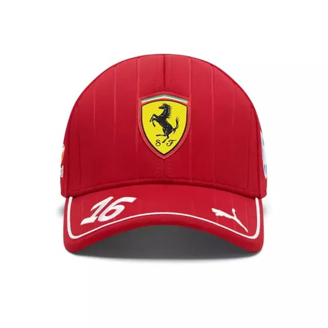 Gorra del equipo Charles Leclerc Scuderia Ferrari 2025 - Rojo
